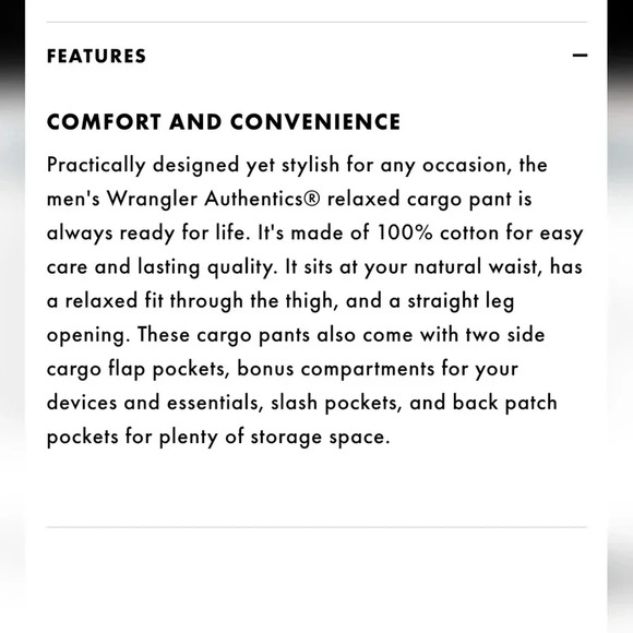 Wrangler Mens Relaxed Cargo Pants Size 34x30 Barley - Picture 4 of 11